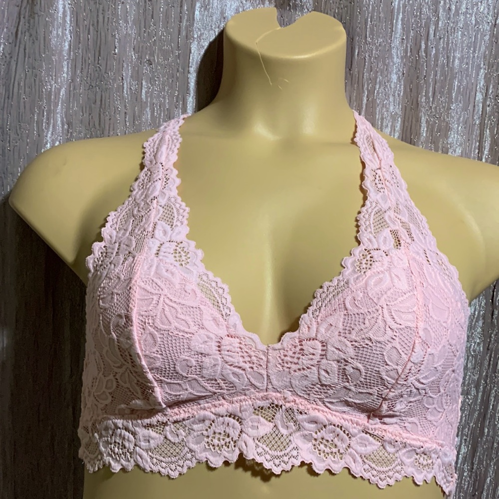 Jenny Jen Bra Bralette Pink Lace Razor Back Size M
